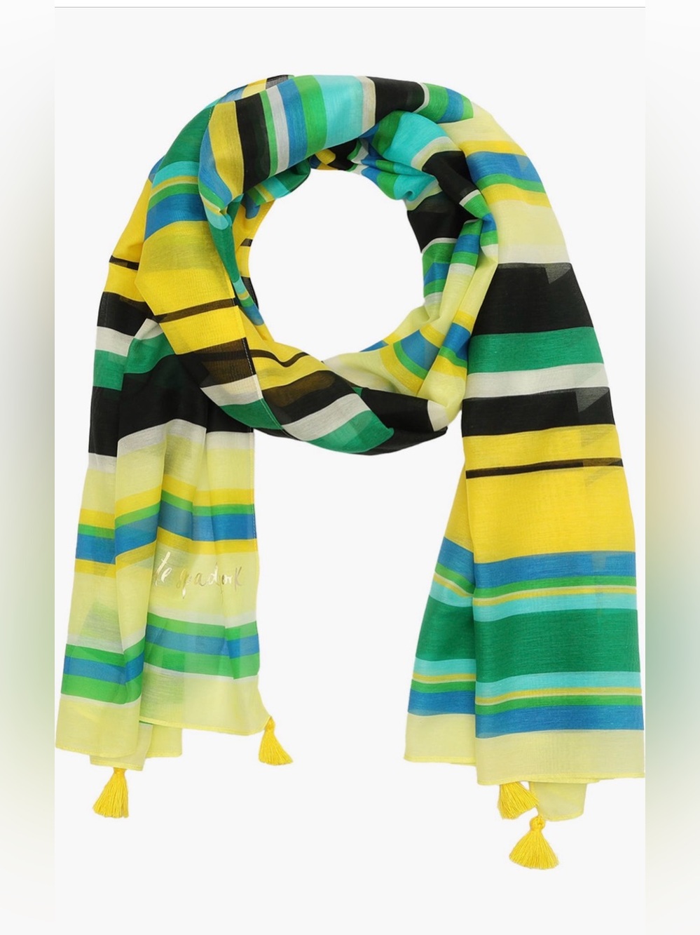 Kate Spade Sunny Stripe Oblong Scarf in Green and Yellow